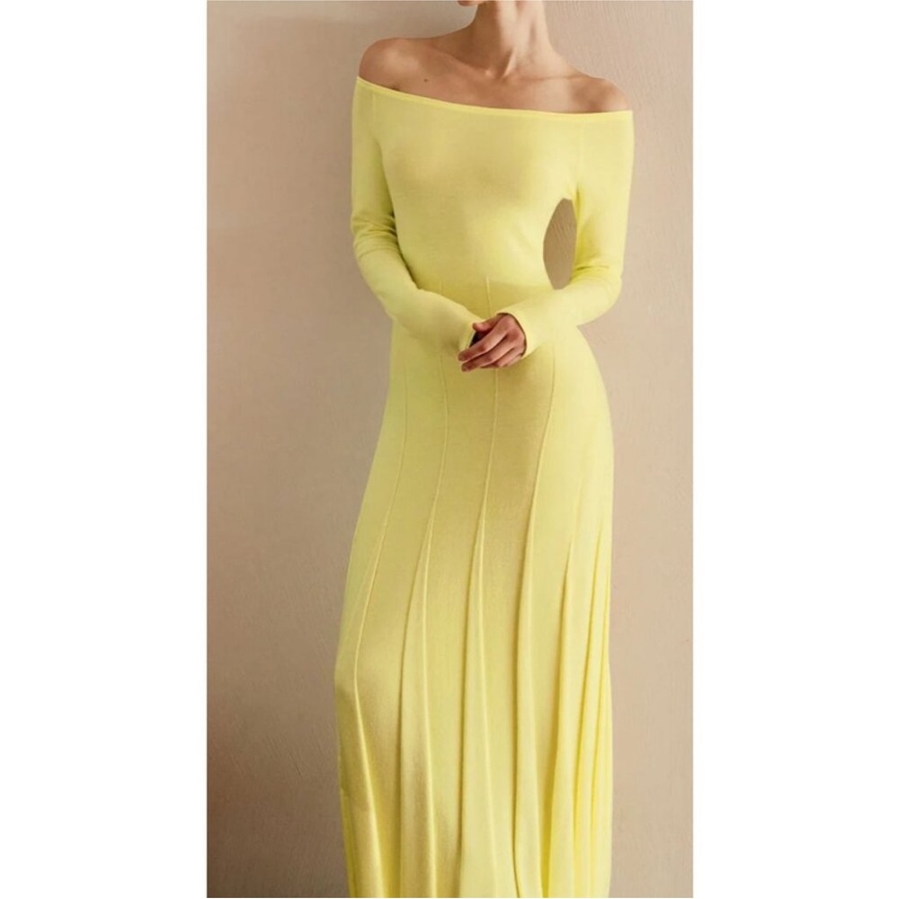 Elegant Off-Shoulder Yellow Dress